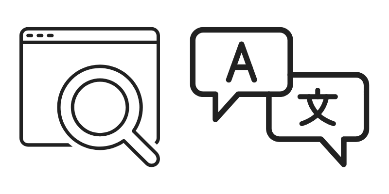 Search and Translation icons