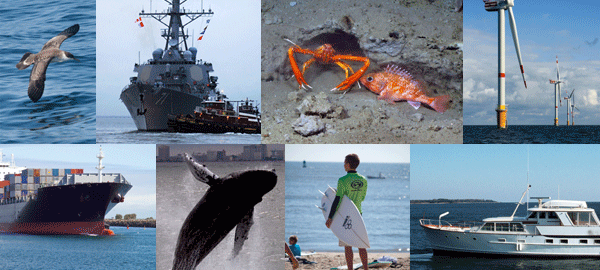 Image collage of ocean uses.